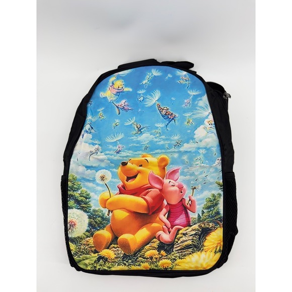 Disney Other - Disney Winnie the Pooh Piglet Dandelion Blue Sky Backpack Black Canvas Bag